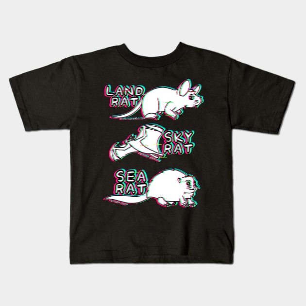 All Terrain Rats (Glitched Version) Kids T-Shirt by Rad Rat Studios